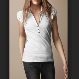 Burberry White Polo with Check Detailing